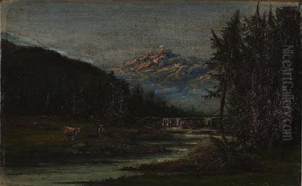 Paesaggio Montano Con Figure Oil Painting by Giuseppe Ferraudi