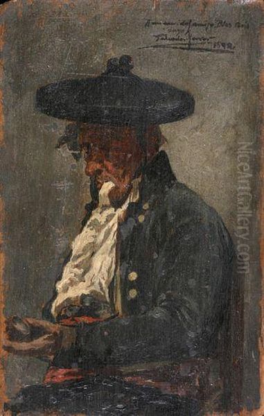 Modelo Con Sombrero. Oil Painting by Pedro Ferrer Calatayud