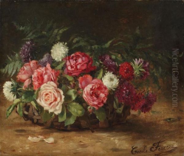 Corbeille De Fleurs Oil Painting by Cecile Ferrere