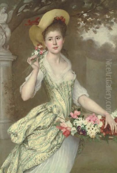 The Flower Seller Oil Painting by Cecile Ferrere