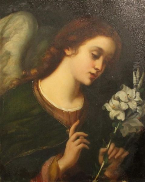 Female Saint Oil Painting by Paoletti Ferretti