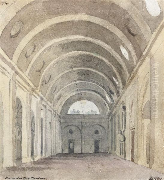 The Salle Des Pas Perdus Oil Painting by Benjamin Ferrey