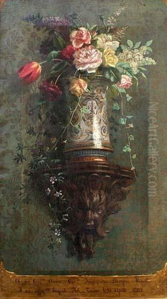 Vaso Di Fiori Oil Painting by Augusto Ferri