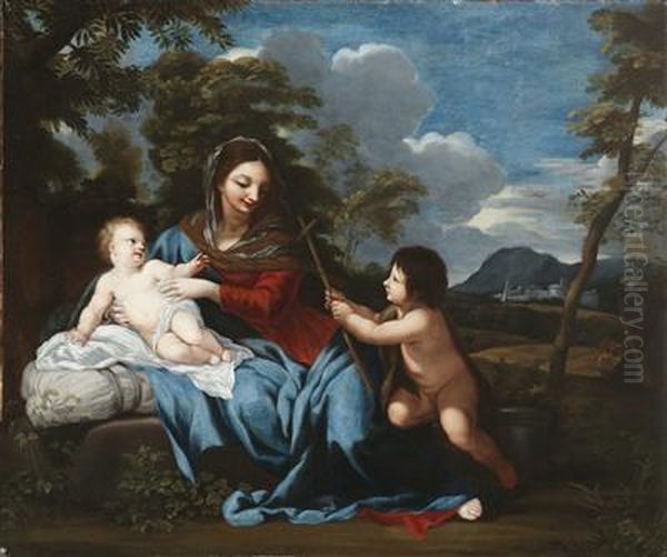 Madonna With Child And St. John The Baptist As A Child Oil Painting by Ciro Ferri