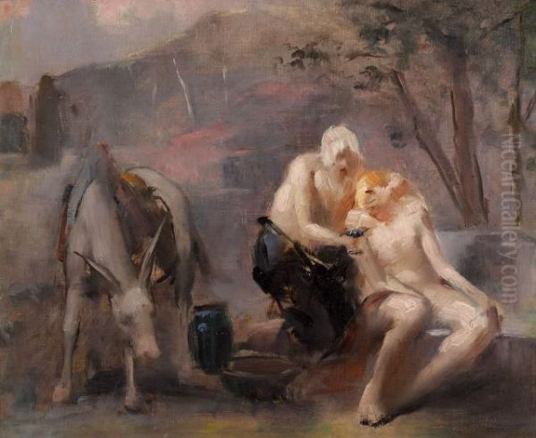 Le Bon Samaritain Oil Painting by Gabriel Joseph Marie Augustin Ferrier