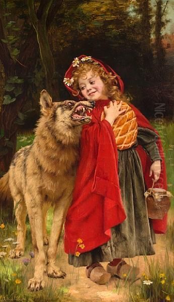 Chaperon Rouge (little Red Riding Hood) Oil Painting by Gabriel Joseph Marie Augustin Ferrier