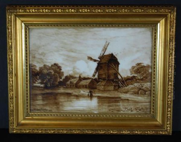 Of A Landscape Scene With A Windmill Oil Painting by George Straton Ferrier