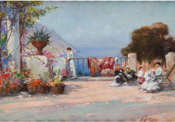 Pomeriggio A Villa Rufolo, Ravello Oil Painting by Antonio Ferrigno