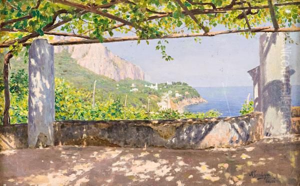 Pergolato A Capri Oil Painting by Antonio Ferrigno