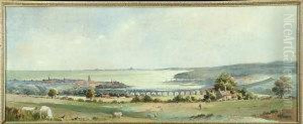 A View Of Berwick From Outlying Fields To The North Oil Painting by William Ferris