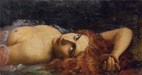 L'attesa Oil Painting by Cesare Ferro