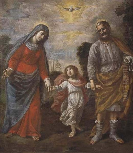 La Sacra Famiglia Di Ritorno Dall'egitto Oil Painting by Giovanni Domenico Ferrucci