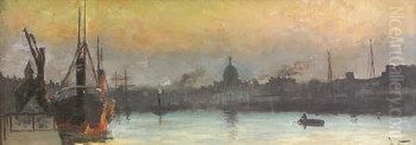 View Of The Liffey Oil Painting by J. Ferry