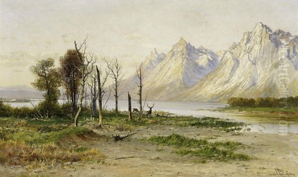 Jackson Lake, Wyoming Oil Painting by John Fery