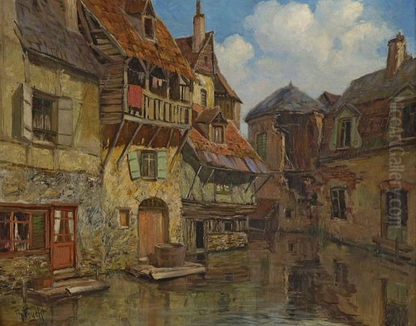 Montargis Pres Paris Oil Painting by Theodor Feucht