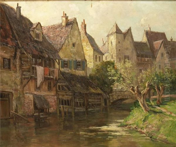 Alte Hauser In St Oil Painting by Theodor Feucht