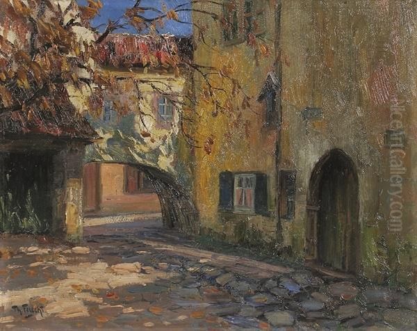 Hauserwinkel Mit Torbogen In Einem Mittelalterlichen Stadtchen Oil Painting by Theodor Feucht