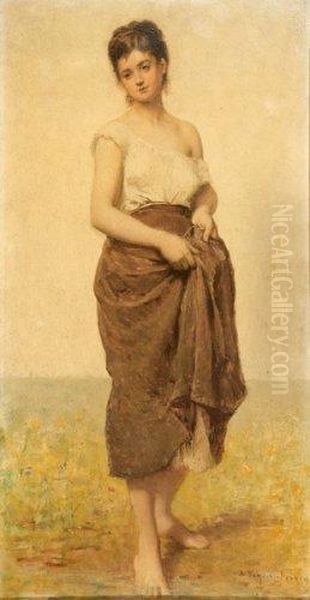 Jeune Fille Debout Oil Painting by Francois N. Auguste Feyen-Perrin