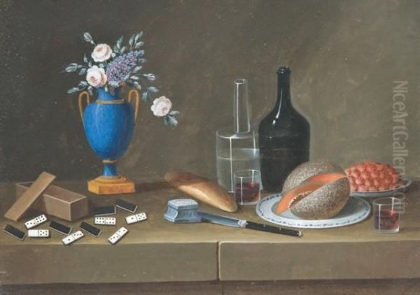 Nature Morte Aux Dominos Oil Painting by Johann Rudolf Feyerabend