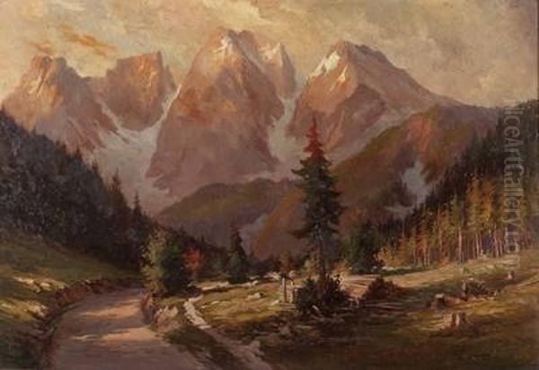 Abgeholzterfichtenwald Im Hochgebirge Oil Painting by Emil Fiala