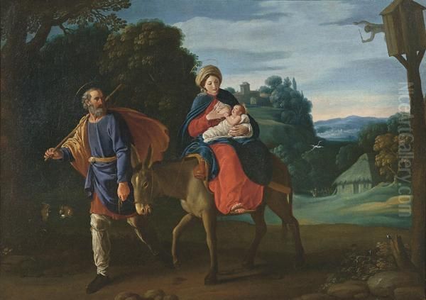 Fuga In Egitto Oil Painting by Domenico Fiasella