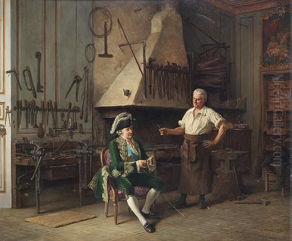 La Forge Du Roi Louis Xvi Oil Painting by Benjamin Eugene Fichel