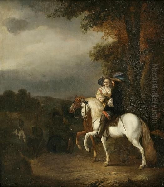 A Romantic Ride Oil Painting by Nicolaes Ficke