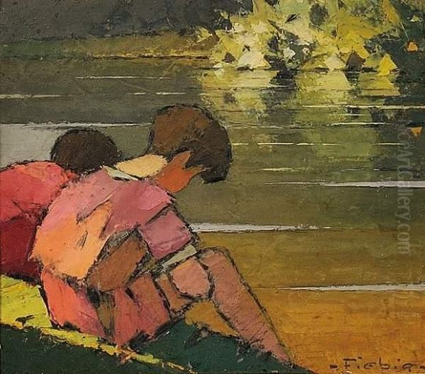 Enfants Au Bord De L'eau by Frederic Fiebig