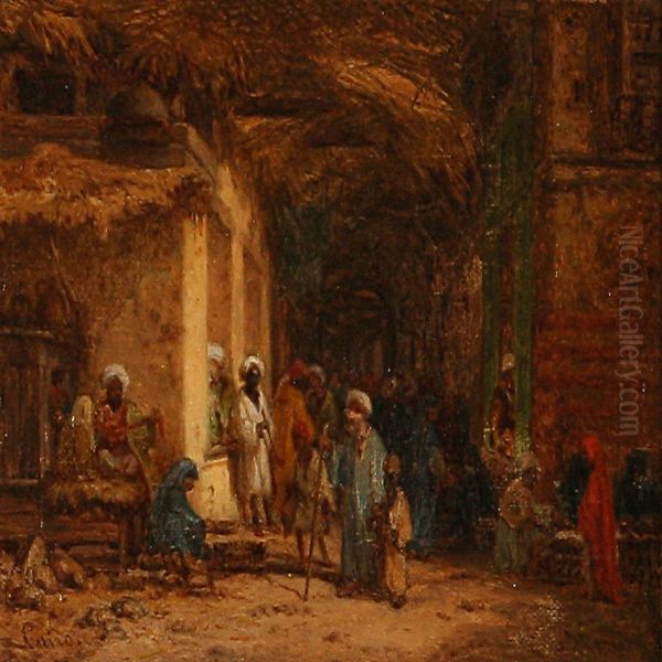 A Bazar Street In Cairo Oil Painting by Bernard Fiedler