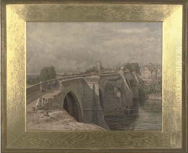 Preparing To Pull Down Evesham Bridge Oil Painting by Edwin Wilkins Field