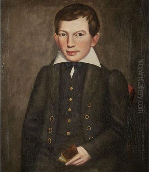 Portrait Of A Boy Holding A Book Oil Painting by Erastus Salisbury Field