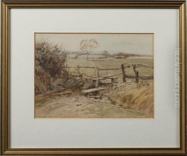 A Stile Accross A Stream Oil Painting by Walter Field