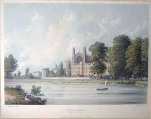 Eton College From The River Oil Painting by J Fielding