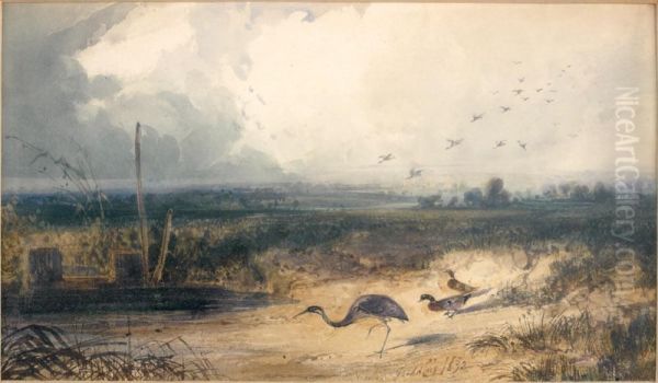 Animaux Au Bord De L'etang Oil Painting by Newton Fielding