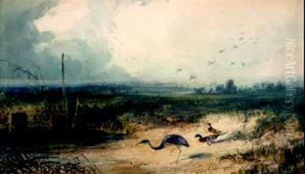 Animaux Au Bord De L'etang Oil Painting by Newton Fielding