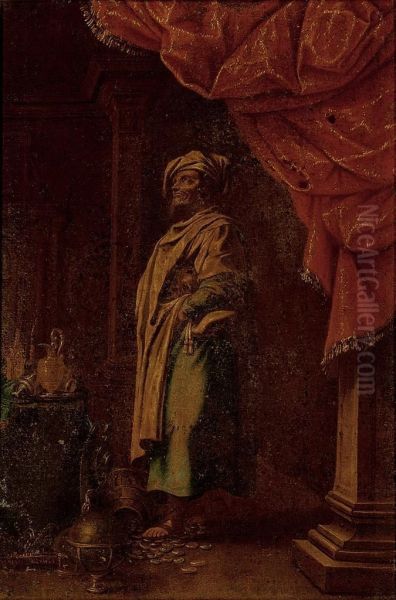 Croesus Contemplating His Riches Oil Painting by Francesco (Il Maltese) Fieravino