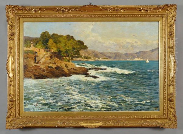 Veduta Della Riviera Ligure Di Levante Oil Painting by Andrea Figari