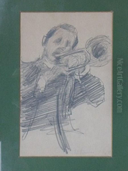 El Trombon Oil Painting by Juan Carlos Figari Castro