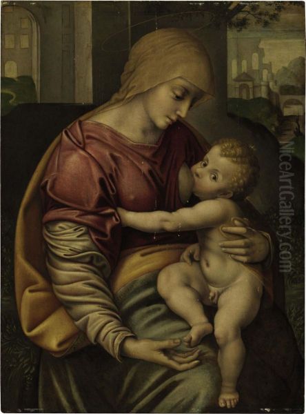 The Madonna Nursing The Christ Child by Girolamo Figino