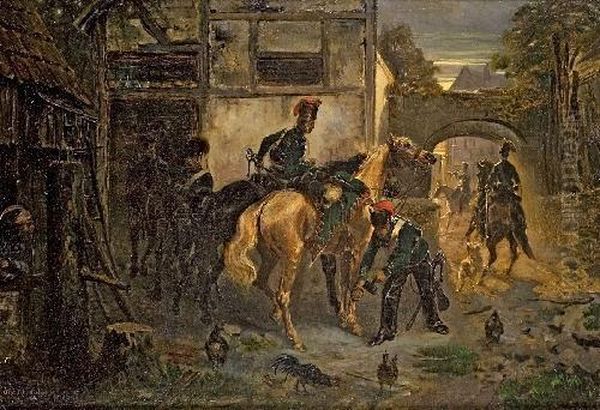 Aufbruch Der Soldaten Oil Painting by Otto Clemens Fikentscher