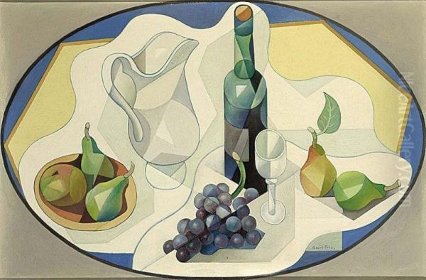 A Still Life With Grapes, A Jug And A Bottle Oil Painting by Albert Fiks