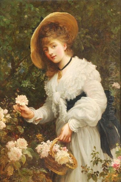 Gathering Flowers Oil Painting by Sir Samuel Luke Fildes