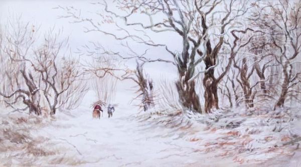 Gathering The Winter Wood Oil Painting by Georgiana H Filgate