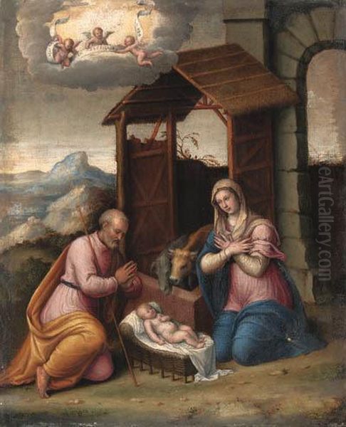 The Nativity Oil Painting by Camillo Filippi (Ferrara)