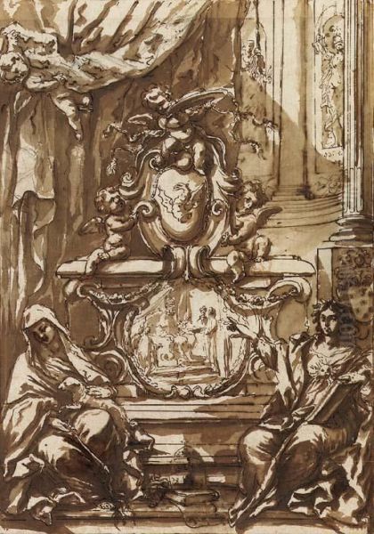 A Monument To Pope Gregory Xiii Oil Painting by Antonio Filippini