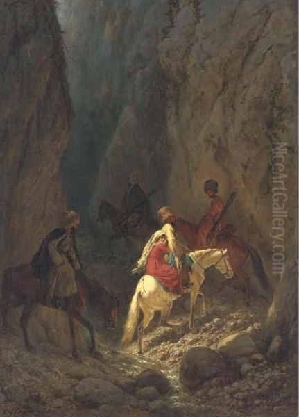 A Caucasian Adventure Oil Painting by Konstantin Nikolaevich Filipov