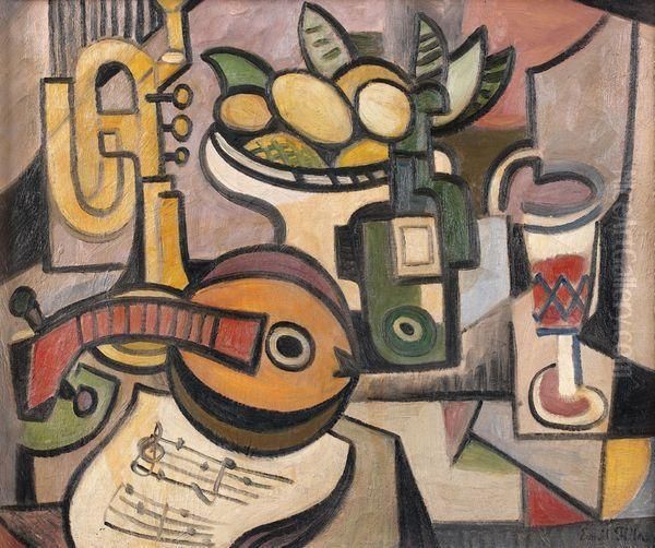 Nature Morte Au Banjo by Emil Filla