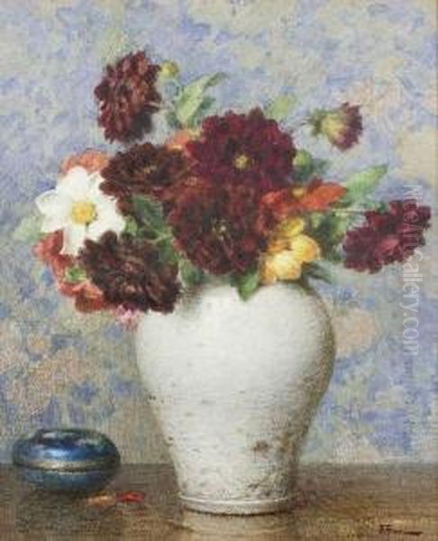 Bouquet Dans Un Vase Blanc Oil Painting by Ernest Filliard