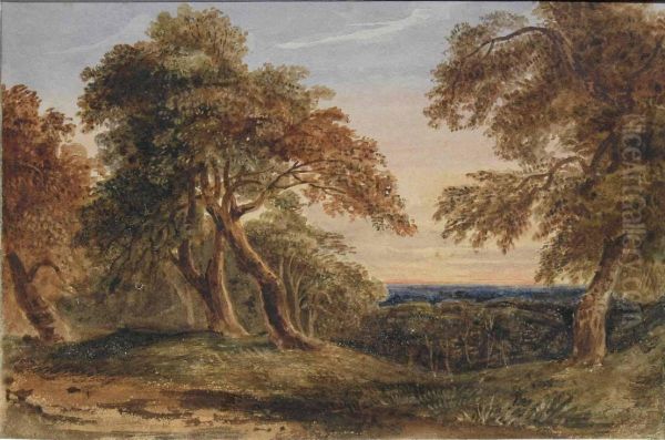 Landscape At Sunset Oil Painting by Francis Oliver Finch