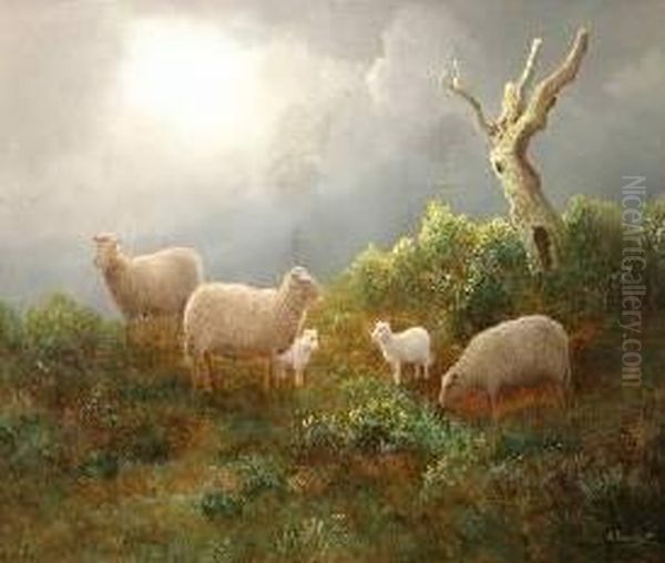 Landscape With Sheep Oil Painting by Thomas Finchett